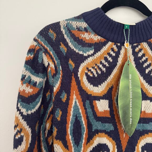 Farm Rio Blue Pineapple Ikat Sweater Dress - Picture 4 of 6